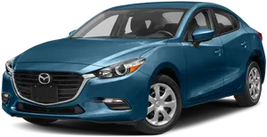 Blue Mazda Sedan Profile View PNG Image