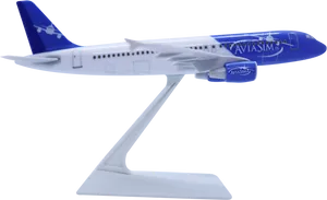 Blue Model Airplaneon Stand PNG Image