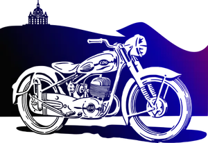 Blue Motorbike Silhouette Artwork PNG Image