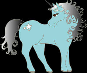Blue Mythical Unicorn Illustration PNG image with transparent background