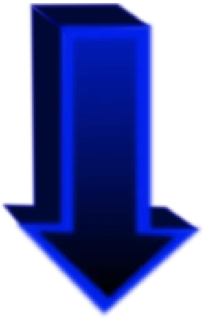 Blue Neon Arrow Down PNG Image