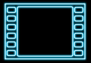 Blue Neon Film Frame PNG with transparent background