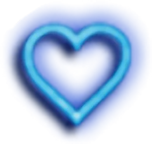 Blue Neon Glowing Heart PNG Image