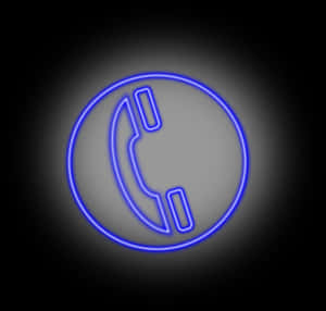 Blue Neon Telephone Sign PNG with transparent background