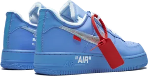 Blue Nike Air Force Sneakerswith Red Tag PNG Image