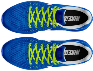 Blue Nike Running Shoes Top View PNG Image