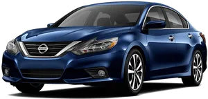 Blue Nissan Sedan Profile View PNG Image