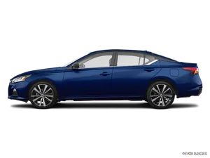 Blue Nissan Sedan Side View PNG Image