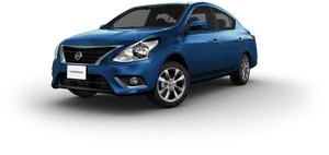 Blue Nissan Versa Sedan Profile PNG Image