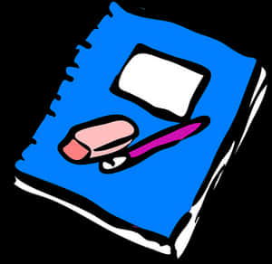 Blue Notebook Eraserand Pencil PNG image with transparent background