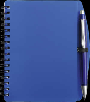 Blue A6 Notebook With Pen PNG image with transparent background