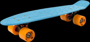 Blue Orange Skateboard Isolated PNG image with transparent background