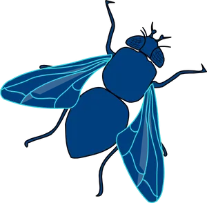 Blue Outlined Fly Illustration PNG Image