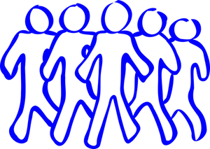 Blue Outlined People Chain PNG Image