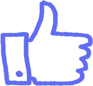 Blue Outlined Thumbs Up PNG Image