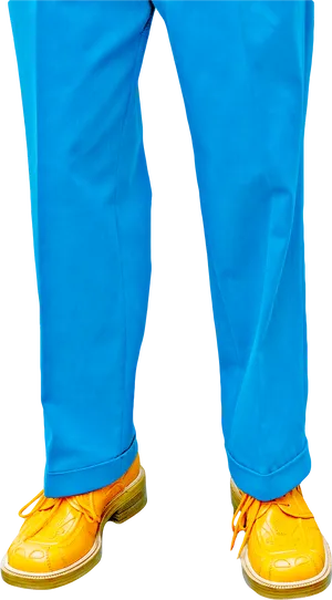 Blue Pants Yellow Shoes PNG Image