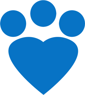 Blue Paw Heart Logo PNG Image