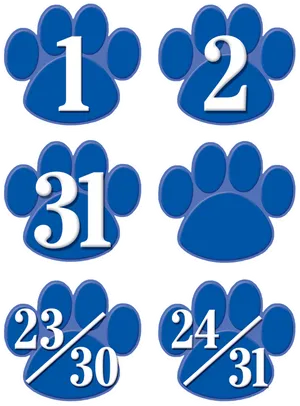 Blue Paw Print Calendar Icons PNG Image