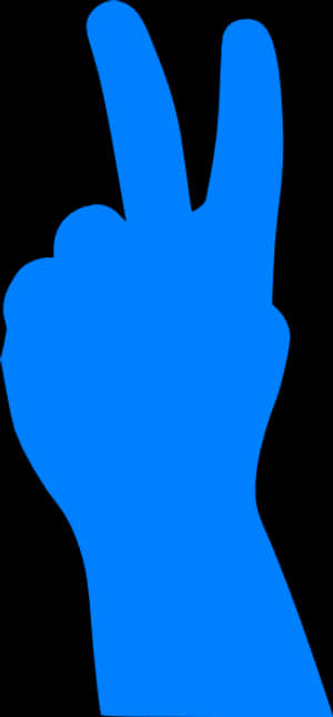 Blue Peace Sign Hand Gesture PNG