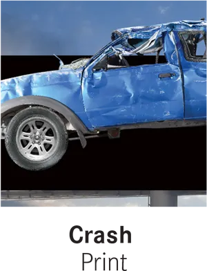 Blue Pickup Truck Crash Damage PNG Image