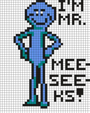 Blue_ Pixel_ Art_ Character_ Grid PNG Image