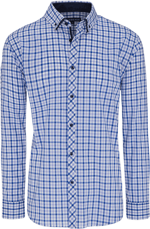 Blue Plaid Long Sleeve Shirt PNG image with transparent background