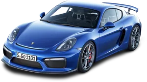 Blue Porsche Cayman G T4 Side View PNG Image