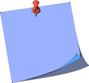 Blue Postit Notewith Red Push Pin PNG image with transparent background