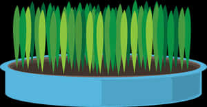 Blue Pot Green Grass Vector PNG