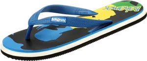 Blue Printed Flip Flop Sandal PNG Image