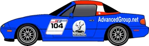 Blue Rally Car Side View PNG Image