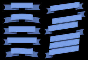 Blue Ribbon Banners Set PNG with transparent background