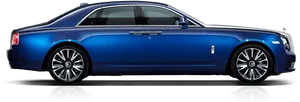 Blue Rolls Royce Side View PNG Image