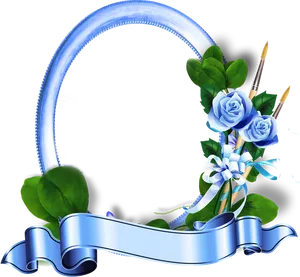 Blue Rose Artistic Frame PNG Image