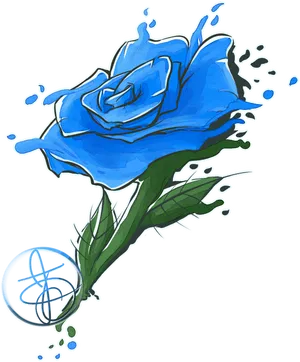 Blue Rose Watercolor Tattoo Design PNG Image