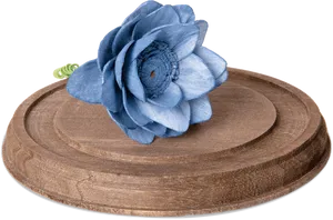 Blue Roseon Wooden Platter PNG Image