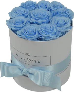 Blue Rosesin White Round Box PNG Image