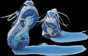 Blue Running Shoes Artistic Representation PNG