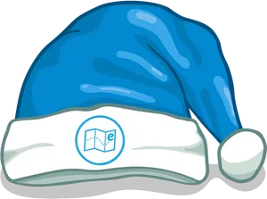 Blue Santa Hat Cartoon Style PNG Image