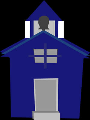 Blue Schoolhouse Graphic PNG image with transparent background