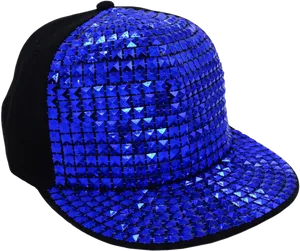 Blue Sequin Baseball Cap PNG Image