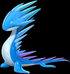 Blue Serene Dragon Creature PNG image with transparent background