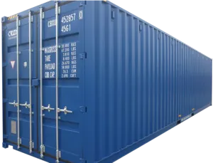 Blue Shipping Container Side View PNG Image