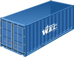 Blue Shipping Container W E C Lines PNG Image