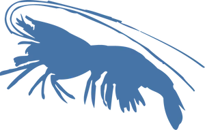 Blue Shrimp Silhouette PNG Image