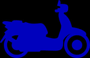 Blue Silhouette Scooter Graphic PNG image with transparent background