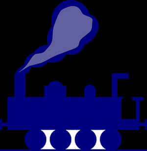 Blue Silhouette Steam Train Graphic PNG image with transparent background