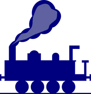 Blue Silhouette Steam Train Graphic PNG Image