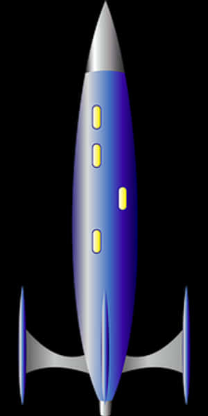 Blue Silver Retro Rocket Illustration PNG image with transparent background