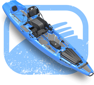 Blue Sit On Top Fishing Kayak PNG image with transparent background